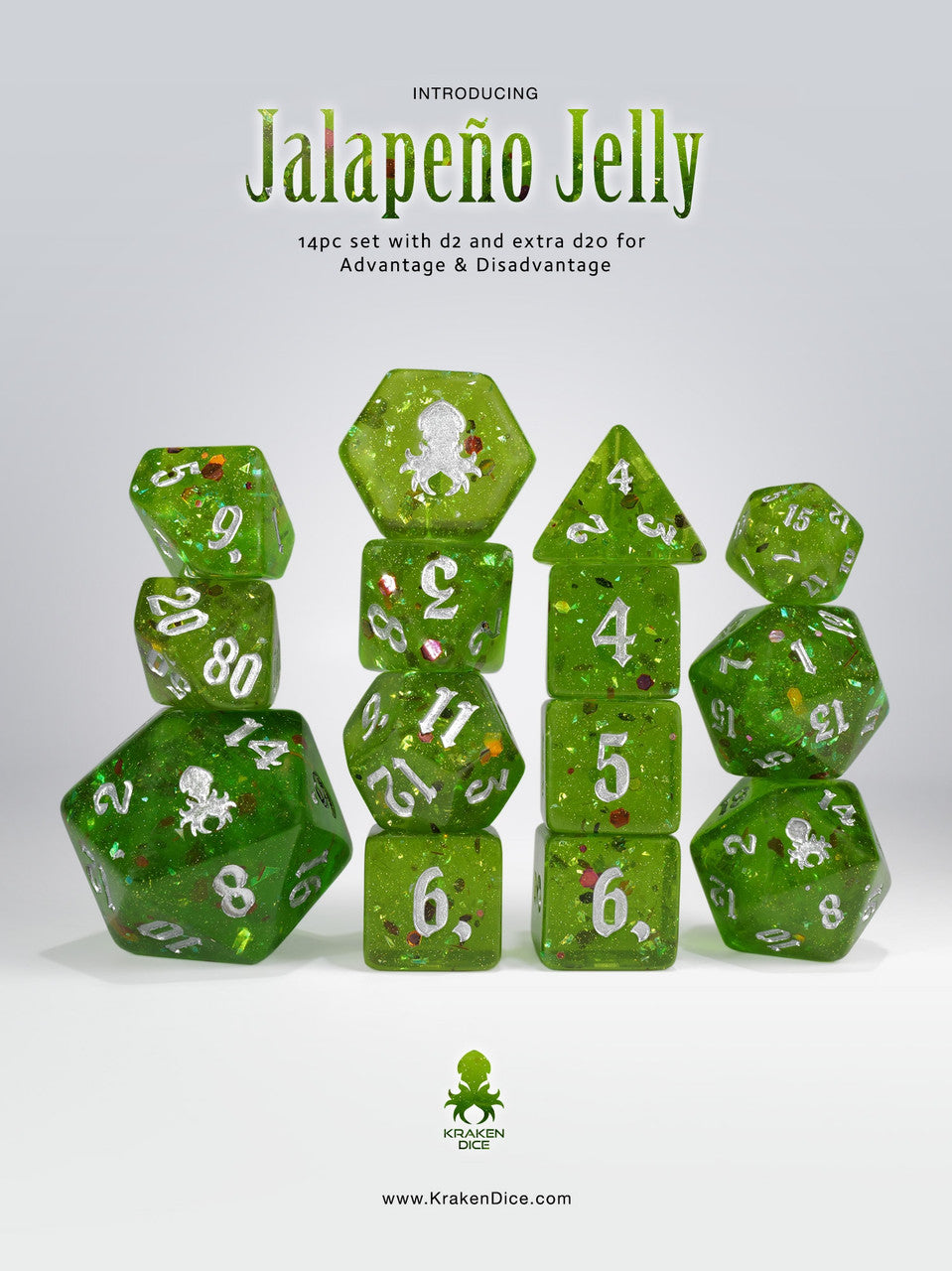 Jalapeño Jelly 14pc - Limited Run - Silver Ink Dice Set